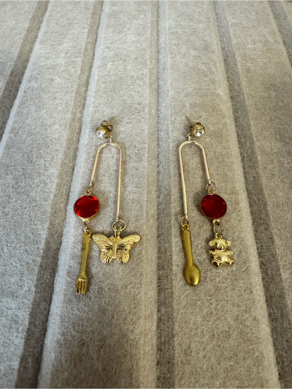 One-of-a-Kind Handmade Vintage Charm Statement Earrings - Picture 2 of 8
